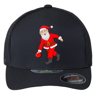 Bowling Sports Lover Santa Playing Bowling Christmas Cool Gift Flexfit Unipanel Trucker Cap