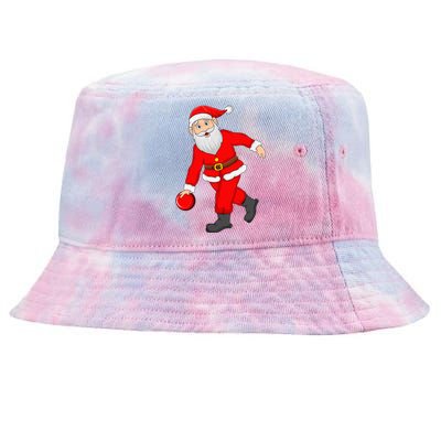 Bowling Sports Lover Santa Playing Bowling Christmas Cool Gift Tie-Dyed Bucket Hat