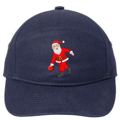 Bowling Sports Lover Santa Playing Bowling Christmas Cool Gift 7-Panel Snapback Hat