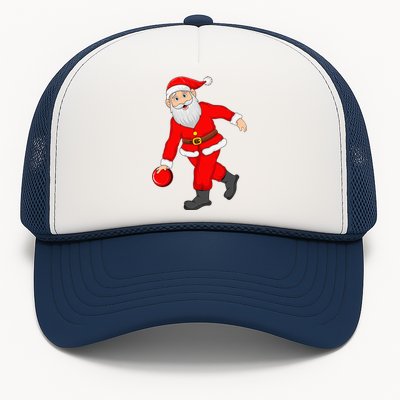 Bowling Sports Lover Santa Playing Bowling Christmas Cool Gift Trucker Hat