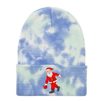 Bowling Sports Lover Santa Playing Bowling Christmas Cool Gift Tie Dye 12in Knit Beanie