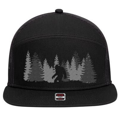 Bigfoot Sasquatch Lovers Bigfoot Believers Camping 7 Panel Mesh Trucker Snapback Hat