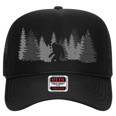 Bigfoot Sasquatch Lovers Bigfoot Believers Camping High Crown Mesh Back Trucker Hat