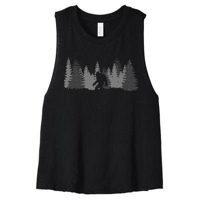 Bigfoot Sasquatch Lovers Bigfoot Believers Camping Women's Racerback Cropped Tank