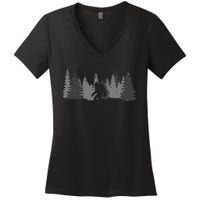 Bigfoot Sasquatch Lovers Bigfoot Believers Camping Women's V-Neck T-Shirt