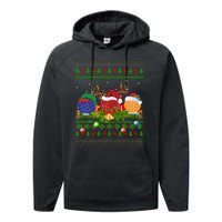 Bocce Sports Lover Xmas Santa Ugly Bocce Christmas Long Sleeve Performance Fleece Hoodie