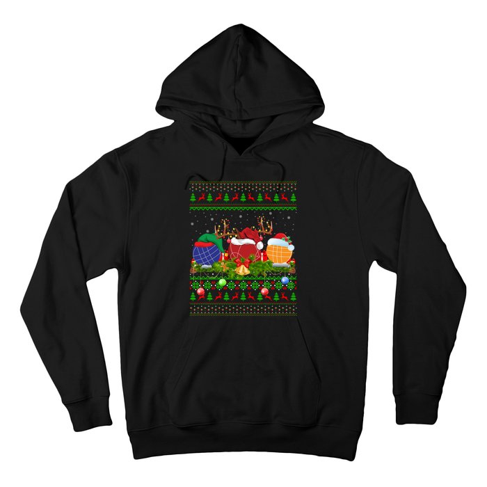 Bocce Sports Lover Xmas Santa Ugly Bocce Christmas Long Sleeve Hoodie