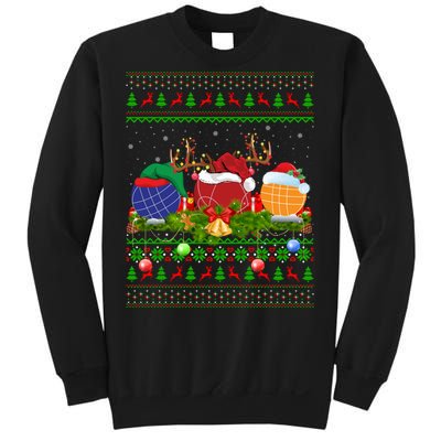 Bocce Sports Lover Xmas Santa Ugly Bocce Christmas Long Sleeve Sweatshirt