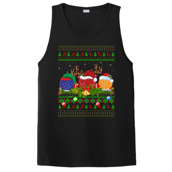 Bocce Sports Lover Xmas Santa Ugly Bocce Christmas Long Sleeve PosiCharge Competitor Tank