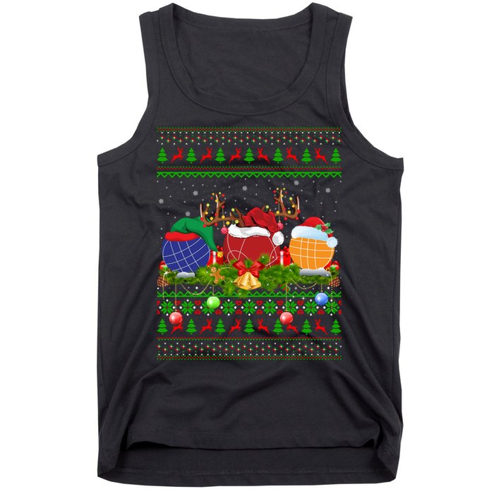 Bocce Sports Lover Xmas Santa Ugly Bocce Christmas Long Sleeve Tank Top