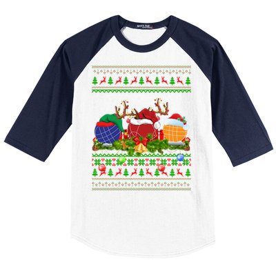 Bocce Sports Lover Xmas Santa Ugly Bocce Christmas Long Sleeve Baseball Sleeve Shirt