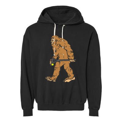 Bigfoot Sasquatch Lacrosse Funny Lax Player Goalie Garment-Dyed Fleece Hoodie