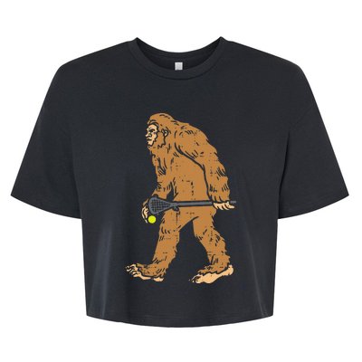 Bigfoot Sasquatch Lacrosse Funny Lax Player Goalie Bella+Canvas Jersey Crop Tee