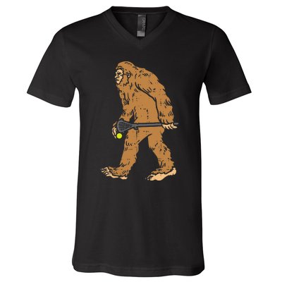 Bigfoot Sasquatch Lacrosse Funny Lax Player Goalie V-Neck T-Shirt