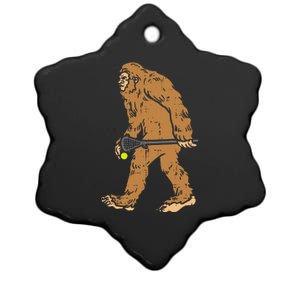 Bigfoot Sasquatch Lacrosse Funny Lax Player Goalie Ceramic Star Ornament