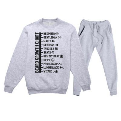 Beard Scale Length Measurement Size Chart Funny Bearded Gift Premium Crewneck Sweatsuit Set