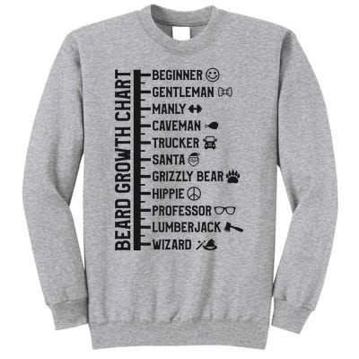 Beard Scale Length Measurement Size Chart Funny Bearded Gift Tall Sweatshirt