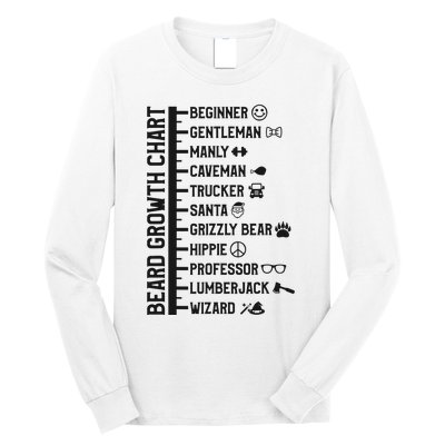 Beard Scale Length Measurement Size Chart Funny Bearded Gift Long Sleeve Shirt