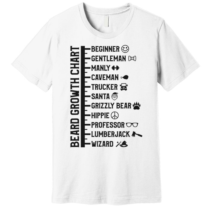 Beard Scale Length Measurement Size Chart Funny Bearded Gift Premium T-Shirt