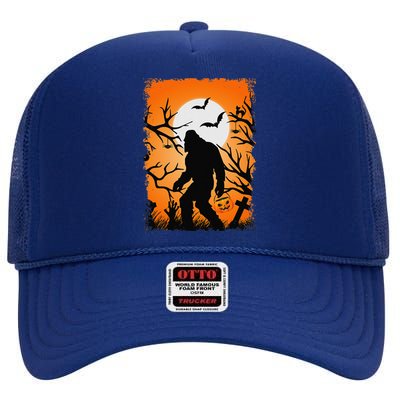 Bigfoot Sasquatch Lover Halloween Funny Sasquatch High Crown Mesh Back Trucker Hat