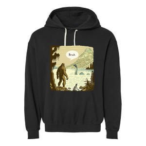 Bigfoot Sasquatch Loch Ness Monster Introvert Bruh Garment-Dyed Fleece Hoodie