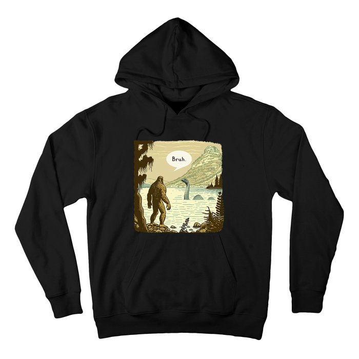 Bigfoot Sasquatch Loch Ness Monster Introvert Bruh Hoodie