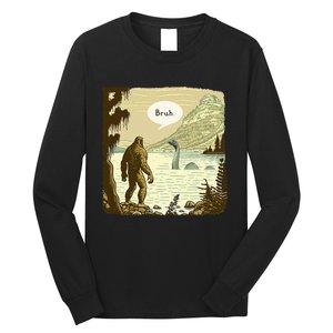 Bigfoot Sasquatch Loch Ness Monster Introvert Bruh Long Sleeve Shirt