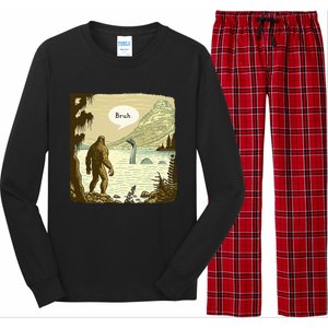 Bigfoot Sasquatch Loch Ness Monster Introvert Bruh Long Sleeve Pajama Set