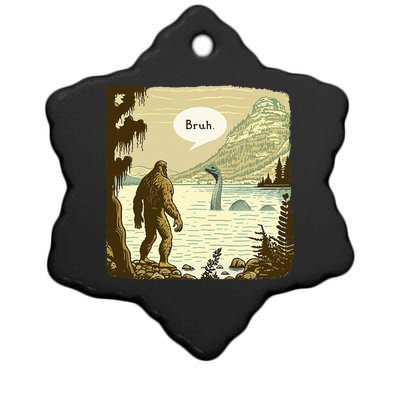 Bigfoot Sasquatch Loch Ness Monster Introvert Bruh Ceramic Star Ornament