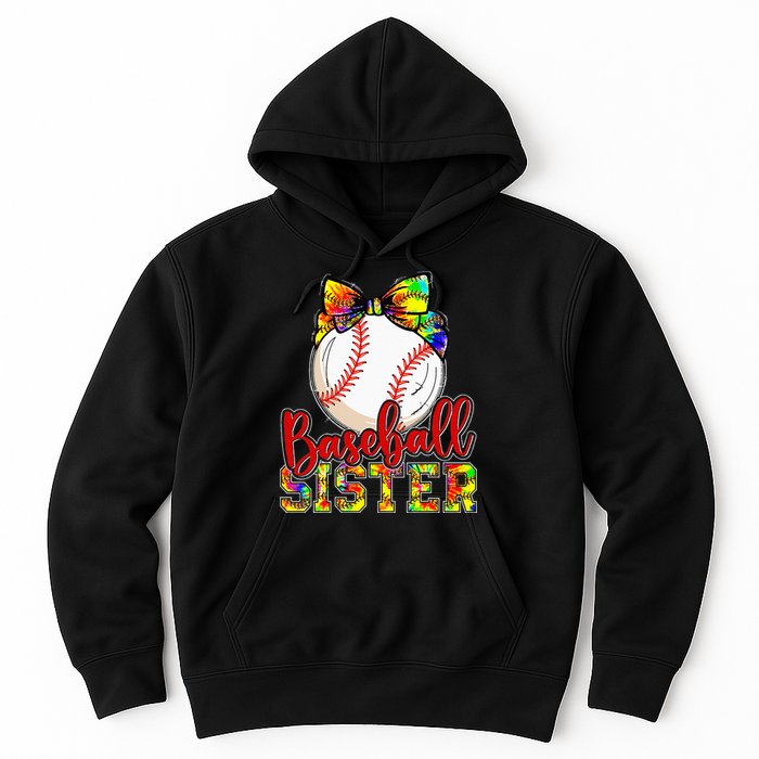 Baseball Sister Leopard Tie Dye Funny Mothers Day Girl Women Hoodie