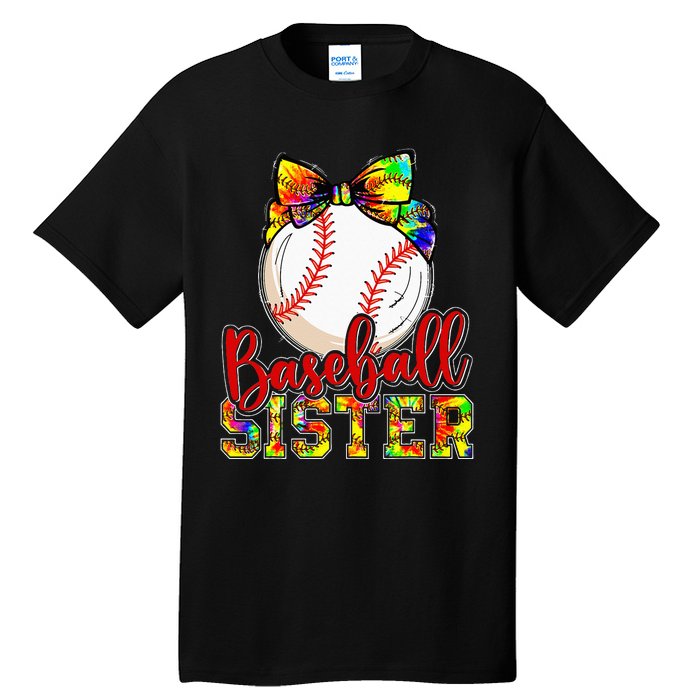 Baseball Sister Leopard Tie Dye Funny Mothers Day Girl Women Tall T-Shirt