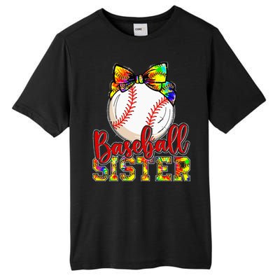 Baseball Sister Leopard Tie Dye Funny Mothers Day Girl Women Tall Fusion ChromaSoft Performance T-Shirt