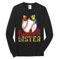 Baseball Sister Leopard Tie Dye Funny Mothers Day Girl Women Tall Long Sleeve T-Shirt