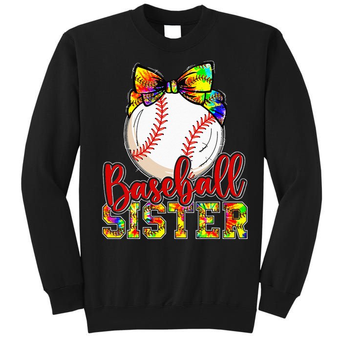 Baseball Sister Leopard Tie Dye Funny Mothers Day Girl Women Tall Sweatshirt