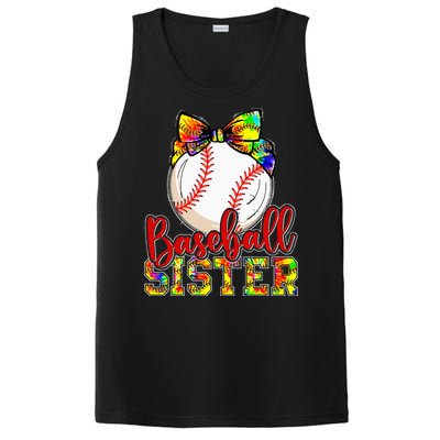 Baseball Sister Leopard Tie Dye Funny Mothers Day Girl Women PosiCharge Competitor Tank