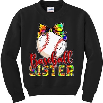 Baseball Sister Leopard Tie Dye Funny Mothers Day Girl Women Kids Sweatshirt