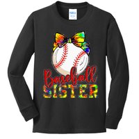 Baseball Sister Leopard Tie Dye Funny Mothers Day Girl Women Kids Long Sleeve Shirt