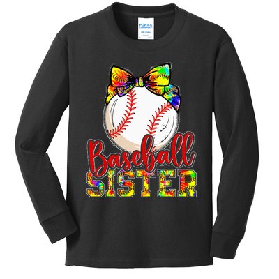 Baseball Sister Leopard Tie Dye Funny Mothers Day Girl Women Kids Long Sleeve Shirt