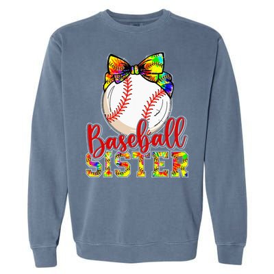 Baseball Sister Leopard Tie Dye Funny Mothers Day Girl Women Garment-Dyed Sweatshirt