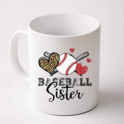 Baseball Sister Leopard Heart Funny Mothers Day Coffee Mug