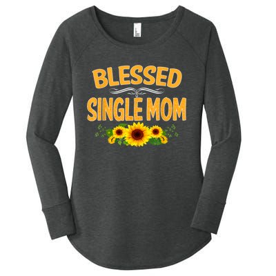 Blessed Single Mom Sunflower Thanksgiving Christmas Gift Women's Perfect Tri Tunic Long Sleeve Shirt