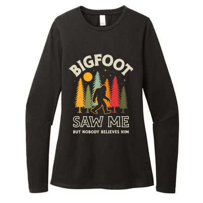 Bigfoot Saw Me But Nobody Believes Him Funny Sasquatch Retro Womens CVC Long Sleeve Shirt