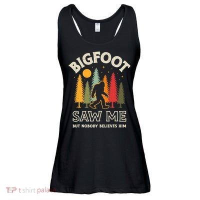 Bigfoot Saw Me But Nobody Believes Him Funny Sasquatch Retro Ladies Essential Flowy Tank