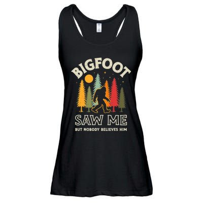 Bigfoot Saw Me But Nobody Believes Him Funny Sasquatch Retro Ladies Essential Flowy Tank