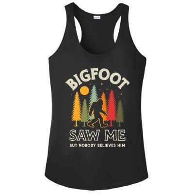 Bigfoot Saw Me But Nobody Believes Him Funny Sasquatch Retro Ladies PosiCharge Competitor Racerback Tank