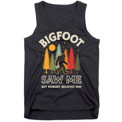 Bigfoot Saw Me But Nobody Believes Him Funny Sasquatch Retro Tank Top