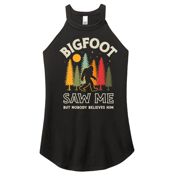 Bigfoot Saw Me But Nobody Believes Him Funny Sasquatch Retro Women's Perfect Tri Rocker Tank