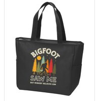 Bigfoot Saw Me But Nobody Believes Him Funny Sasquatch Retro Zip Tote Bag