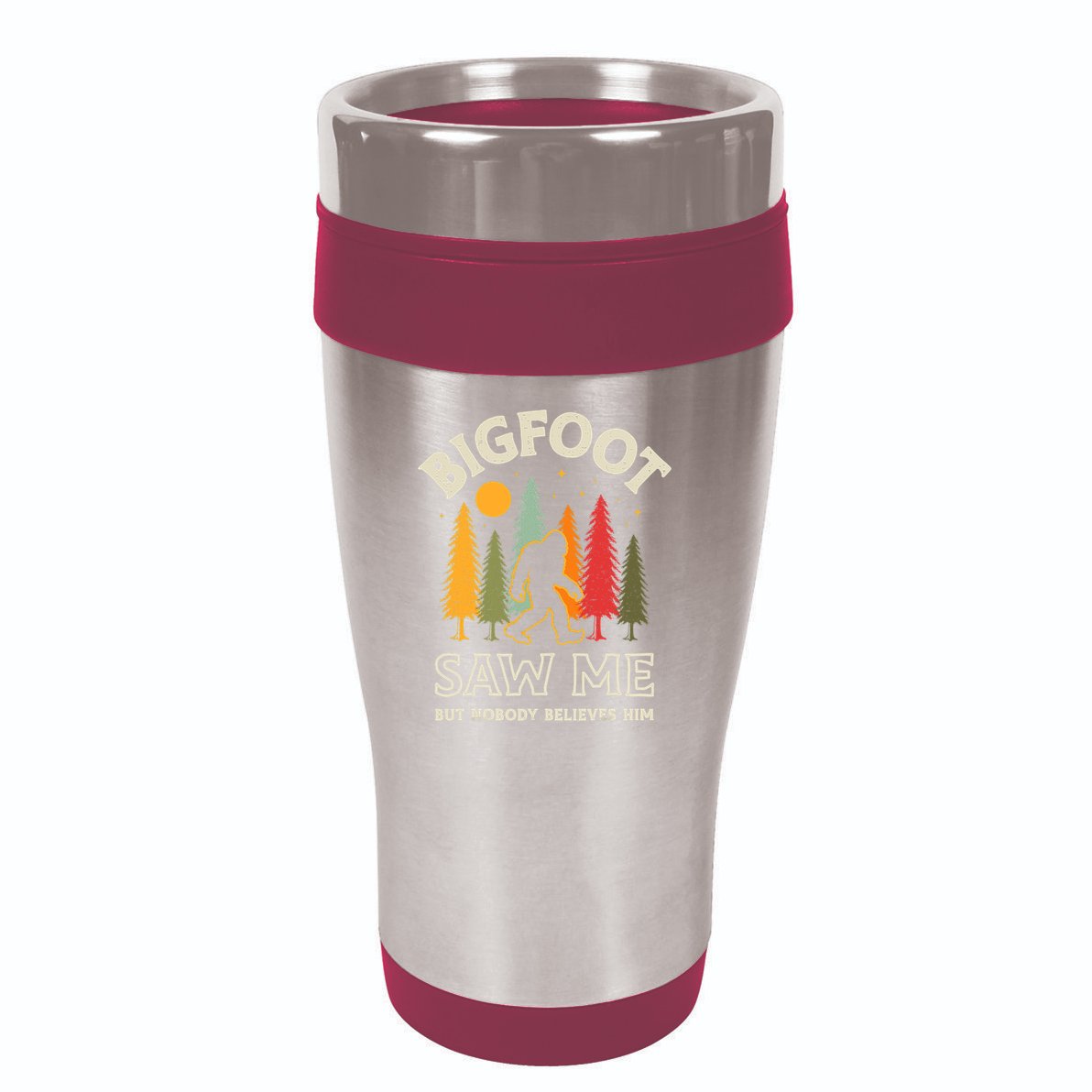 Bigfoot Saw Me But Nobody Believes Him Funny Sasquatch Retro 16oz Travel Tumbler