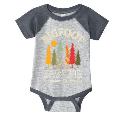 Bigfoot Saw Me But Nobody Believes Him Funny Sasquatch Retro Infant Baby Jersey Bodysuit